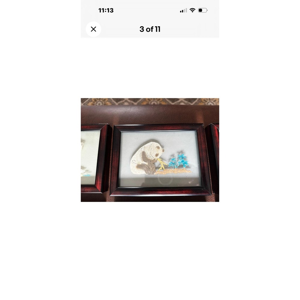 et of 6 MCM Chinese Panda Animal Shadowbox Paper/Cork Gallery Wall Chinoiserie